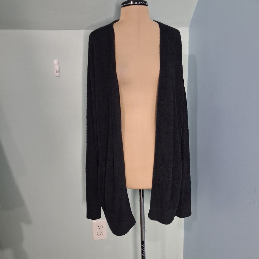 Barefoot Dreams CozyChic Lite Cardigan XL Black Open Front Sweater Comfortable